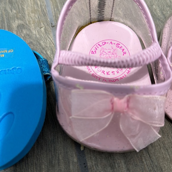 Build a Bear shoes.  2- Blue set of flip flops and a set of high heels, pink. - Picture 3 of 3